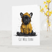 Krijg goed Binnenkort Franse buldog draagt regenja Kaart (Gele Bloem)