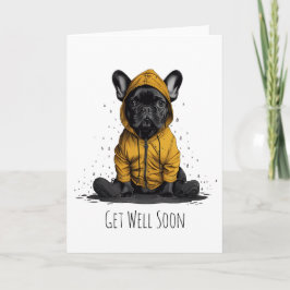 Krijg goed Binnenkort Franse buldog draagt regenja Kaart