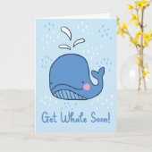 Krijg goed Binnenkort Funny Cartoon Whale Groet Kaart (Gele Bloem)