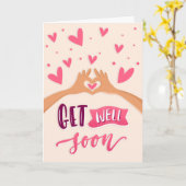 Krijg goed Binnenkort Handen met harten Groet Kaart (Gele Bloem)