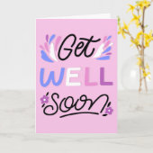 Krijg goed Binnenkort Moderne Roze Typografie Groe Kaart (Gele Bloem)