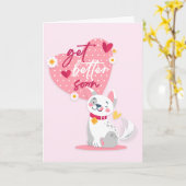 Krijg goed Binnenkort Mooie Cartoon Kat Groet Kaart (Gele Bloem)