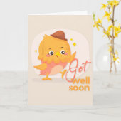 Krijg goed Binnenkort mooie Cartoon kip groet Kaart (Gele Bloem)