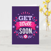 Krijg goed Binnenkort Paarse Typografie Groet Kaart (Gele Bloem)