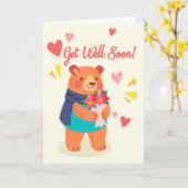 Krijg goed Binnenkort Schattige Beer met Bloemgroe Kaart (Gele Bloem)