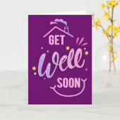 Krijg goed Binnenkort Schattigee Paarse huis groet Kaart (Gele Bloem)