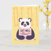 Krijg goed Binnenkort Schattigee Panda Beer Groet Kaart (Gele Bloem)