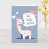 Krijg goed Binnenkort Witte Cartoon Giraffe Groet Kaart (Gele Bloem)