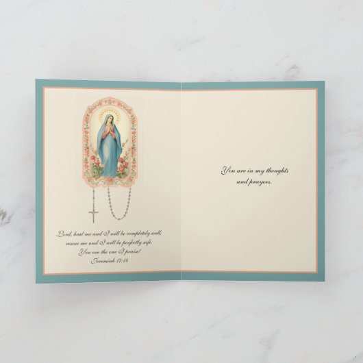 Krijg goed gezondheid Religieus gebed Peach Floral Kaart (Binnen)