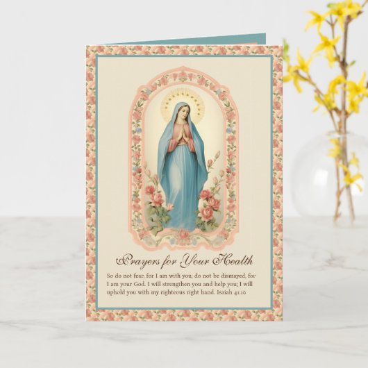 Krijg goed gezondheid Religieus gebed Peach Floral Kaart (Gele Bloem)