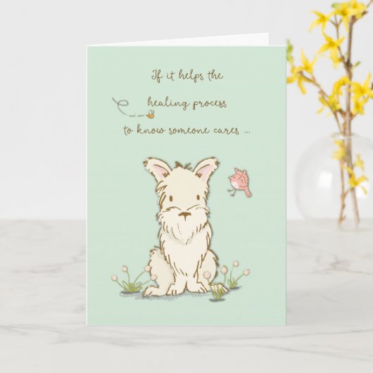 Krijg goed hond, zorg helpt genezingsproces kaart (Gele Bloem)