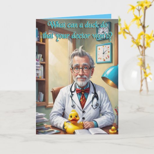 Krijg goed kaart grappige eend (Gele Bloem)