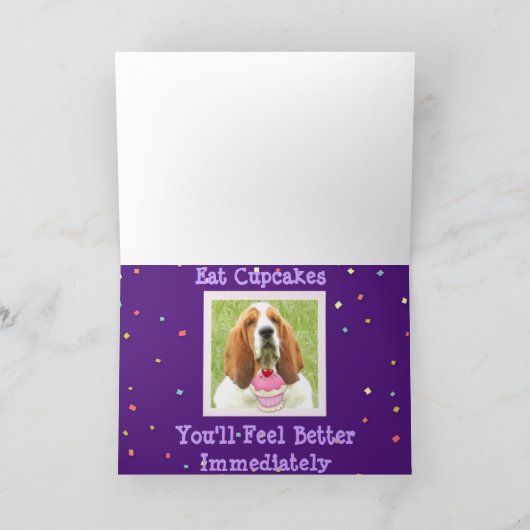 Krijg goed Kaart met Basset Hound en Cupcakes (Binnen)