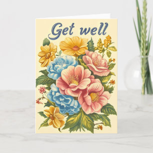 Krijg goed retro bloemen feestdagen kaart