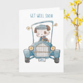 "KRIJG GOED SNEL" DOG MET PET IN DE OUDE AUTO-WATE KAART (Gele Bloem)