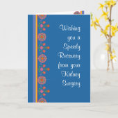 Krijg goed van nierchirurgie Rangoli Border Blue Kaart (Gele Bloem)