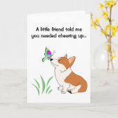 Krijg goed Welsh Corgi Wenskaart Kaart (Gele Bloem)