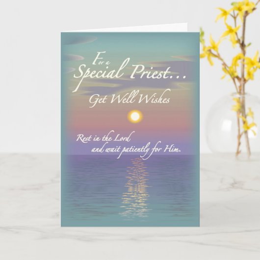 Krijg goed wensen priester kaart (Gele Bloem)