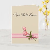 Krijg goede wensen met roze tulpen en lint kaart (Gele Bloem)