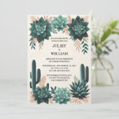 Krijg Groene Boho Leaf Desert Cactussen Succulent Kaart (Staand voorkant)