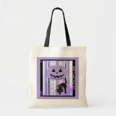 Krijg het Snoep Rolling Paarse Halloween Cat Bag Tote Bag (Voorkant)