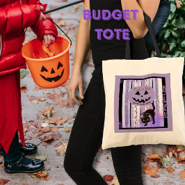 Krijg het Snoep Rolling Paarse Halloween Cat Bag Tote Bag