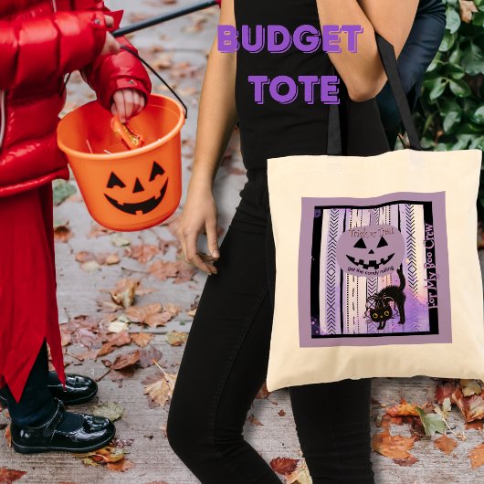Krijg het Snoep Rolling Paarse Halloween Cat Bag Tote Bag