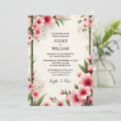Krijg Hout Bamboe Roze Sakura Kersenbloesem Bruilo Kaart (Staand voorkant)