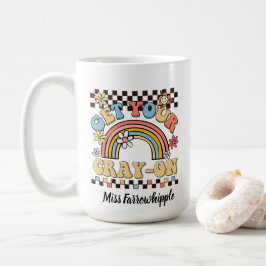 Krijg je cray-on groovy regenboog leraar cadeau koffiemok