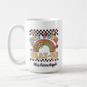 Krijg je cray-on groovy regenboog leraar cadeau koffiemok (Links)