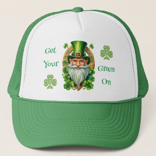 Krijg je groen op Leprechaun St Patrick's Day Trucker Pet (Voorkant)