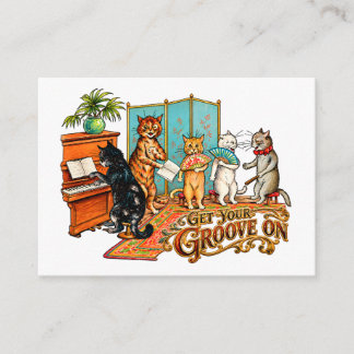 Krijg je groove op vintage muzikale katten informatiekaartje
