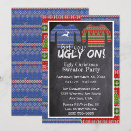 Krijg je lelijke op gebreide kersttrui feest kaart