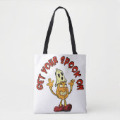 Krijg je spook op retro pompoen mascotte tote bag (Voorkant)