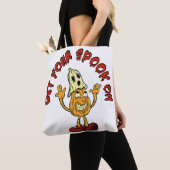 Krijg je spook op retro pompoen mascotte tote bag (Dichtbij)