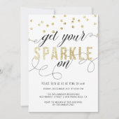 Krijg je sprankeling op nieuwjaarsfeest uitnodigin kaart (Voorkant)