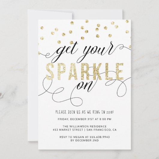 Krijg je sprankeling op nieuwjaarsfeest uitnodigin kaart (Voorkant)