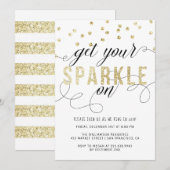 Krijg je sprankeling op nieuwjaarsfeest uitnodigin kaart (Voorkant / Achterkant)