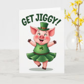 Krijg Jiggy Varken St. Patrick Kaart (Gele Bloem)