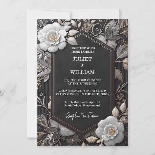 Krijg Kant Bloemen Gouden Folie In reliëf gemaakt Kaart (Voorkant)