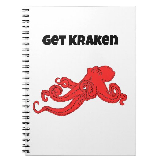 Krijg Kraken Leuk Retro Rode Octopus Cartoon Notitieboek (Voorkant)
