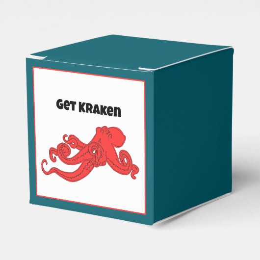 Krijg Kraken Leuke Retro Rode Octopus Cartoon Bedankdoosjes (Voorkant Zijde)