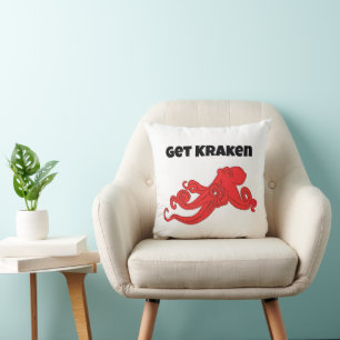 Krijg Kraken Leuke Retro Rode Octopus Cartoon Kussen