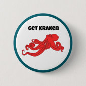 Krijg Kraken Leuke Retro Rode Octopus Cartoon Ronde Button 5,7 Cm (Voorkant)