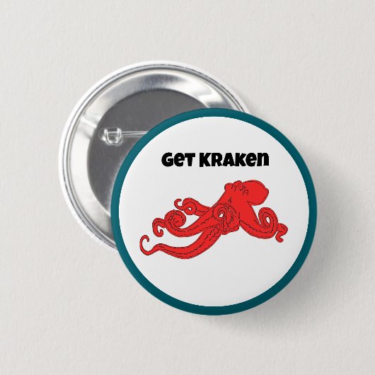 Krijg Kraken Leuke Retro Rode Octopus Cartoon Ronde Button 5,7 Cm (Voorkant /achterkant)