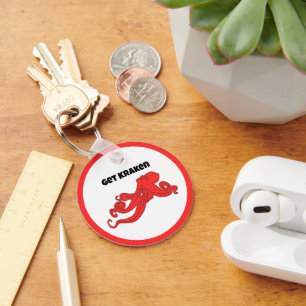 Krijg Kraken Leuke Retro Rode Octopus Cartoon Sleutelhanger