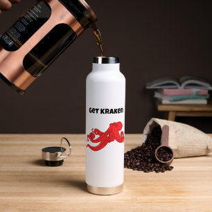 Krijg Kraken Leuke Retro Rode Octopus Cartoon Waterfles