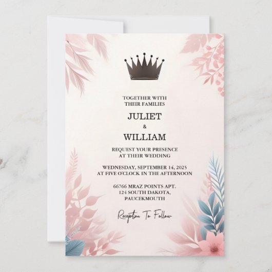 Krijg Lange Tule Regal Royal Glam Blush Roze Bruil Kaart (Voorkant)