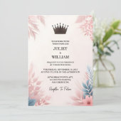 Krijg Lange Tule Regal Royal Glam Blush Roze Bruil Kaart (Staand voorkant)