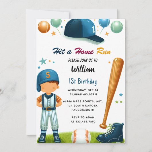 Krijg Mannen Ball Wood Game Team Honkbal 1e Verjaa Kaart (Voorkant)